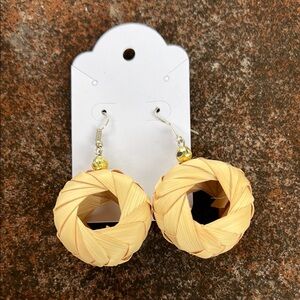 Elegant Tan Woven Earrings